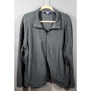 Lands' End Jacket Mens XL Heather Gray Full Zip Fleece OEKO-TEX STANDARD 100